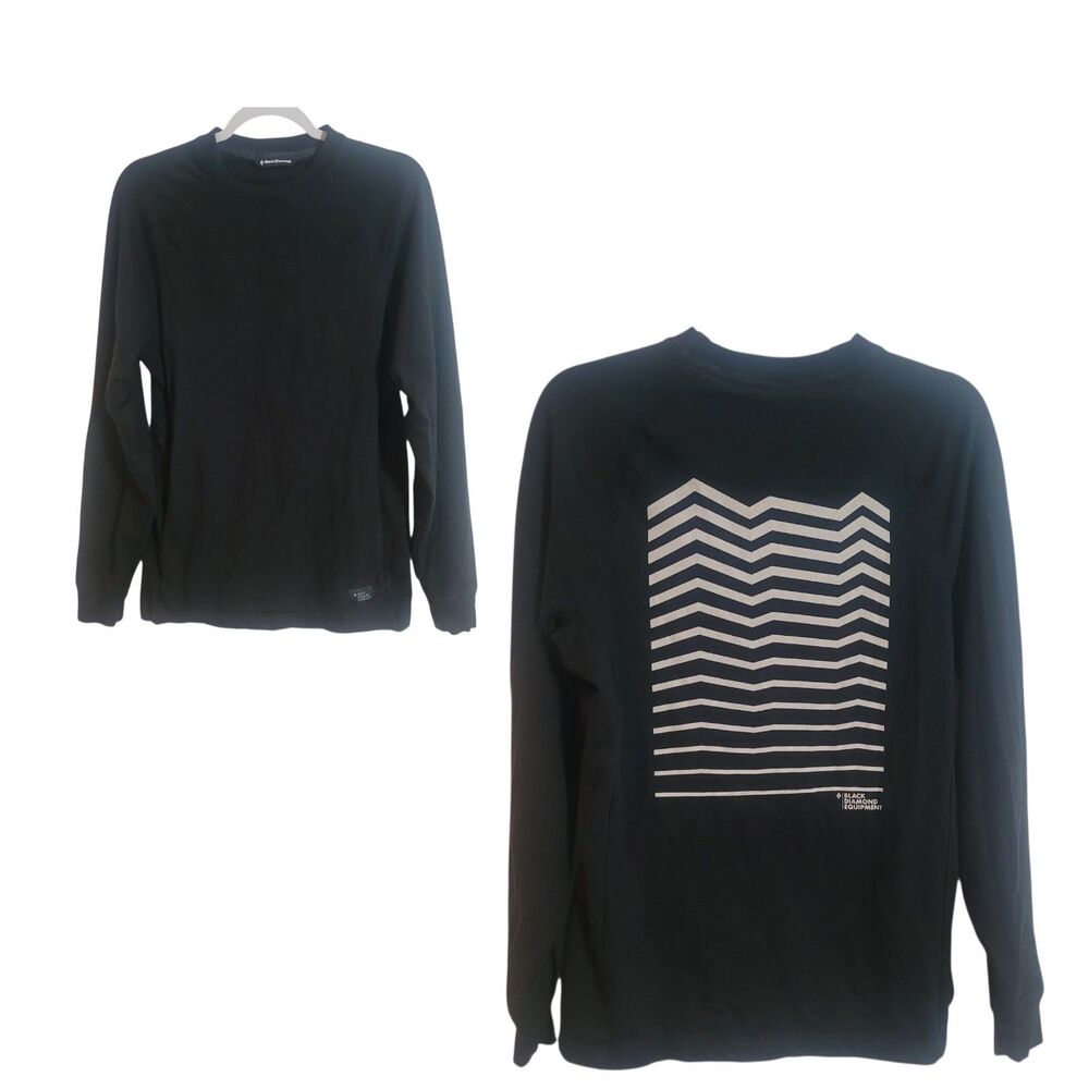 Black Diamond Crew Neck Sweatshirt Pockets Outdoor Athleisure Women's Size Small